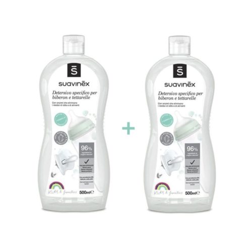 El Pack ahorro de detergentes de Suavinex para limpiar biberones y tetinas en profundidad. REGALO ACQUAFARMA: 1 paquete de 72 toallitas