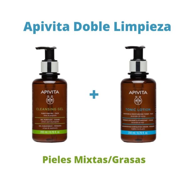 Apivita Pack Doble Limpieza Gel+Tónico: Empieza tu rutina diaria para pieles mixtas/grasas con la doble limpieza perfecta para tu tipo de piel